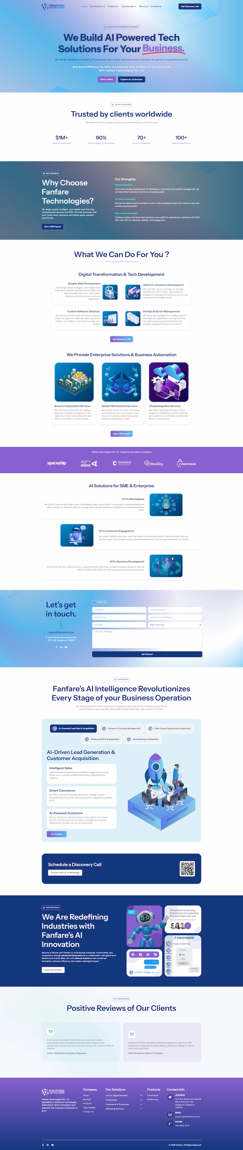 Screenshot of the AI powered technology platform homepage