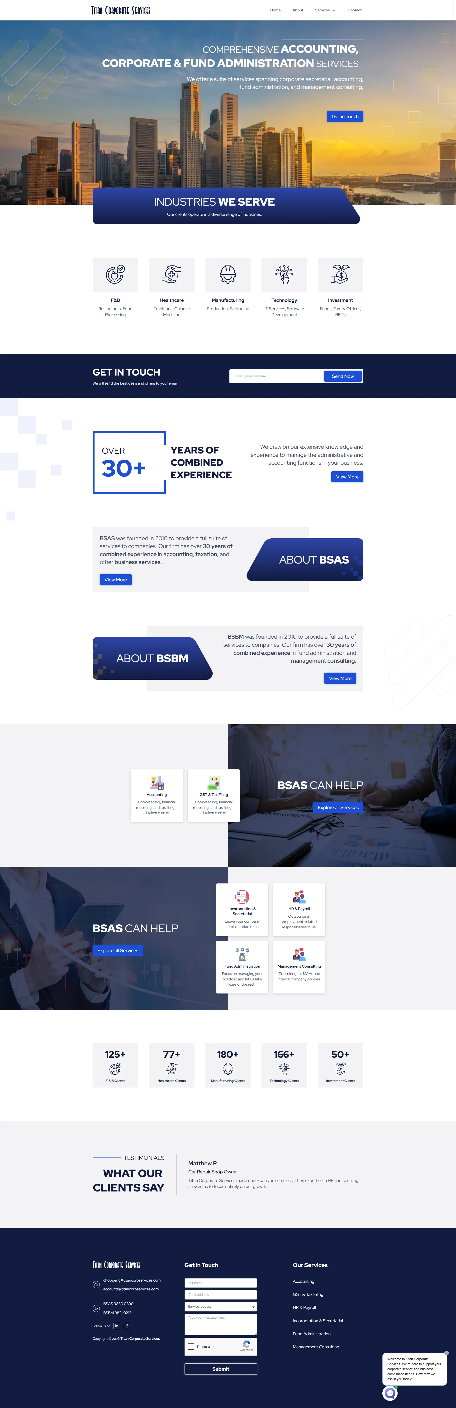 Screenshot of the professional services platform homepage