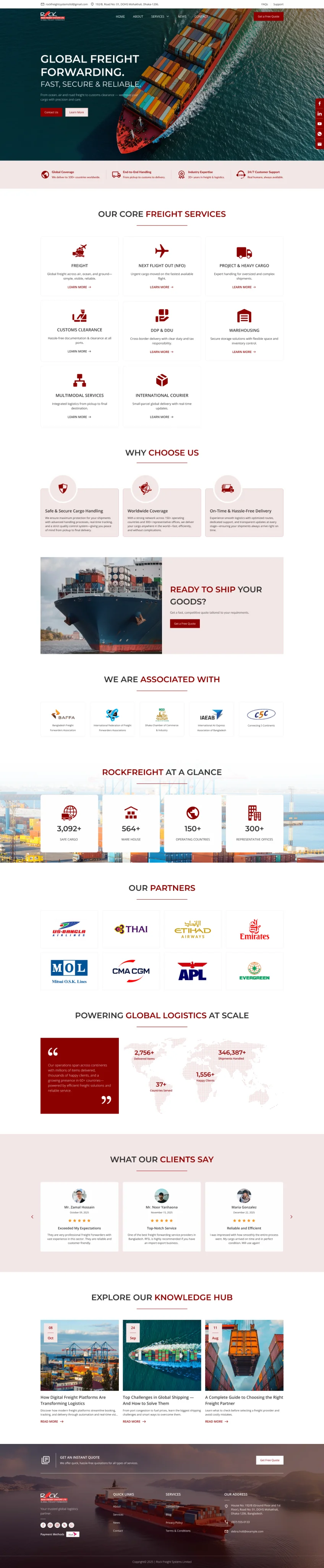 Screenshot of the digital freight platform homepage