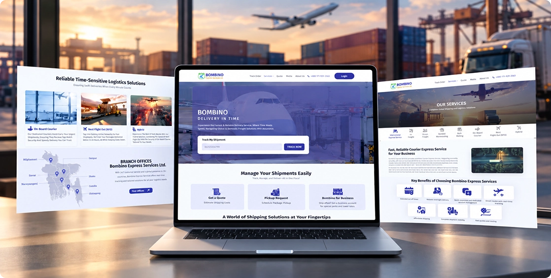 Digital logistics platform dashboard shown on a laptop