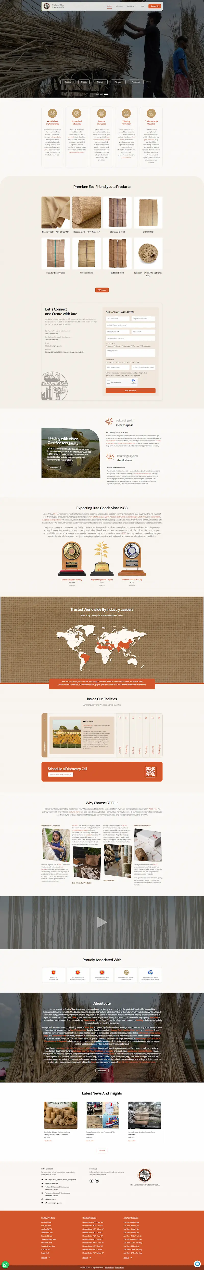 Screenshot of the global jute export platform homepage