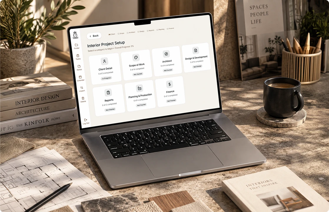 Business operations management platform dashboard shown on a laptop