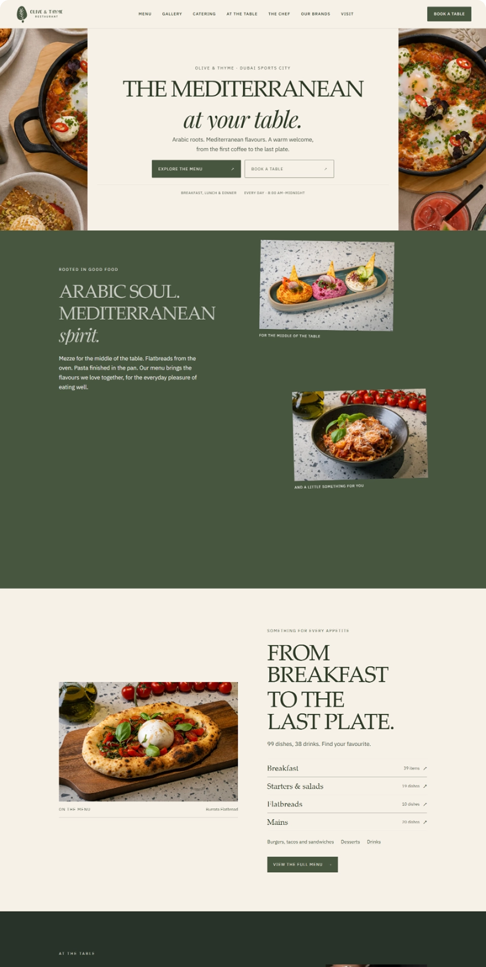Screenshot of the Mediterranean restaurant website homepage