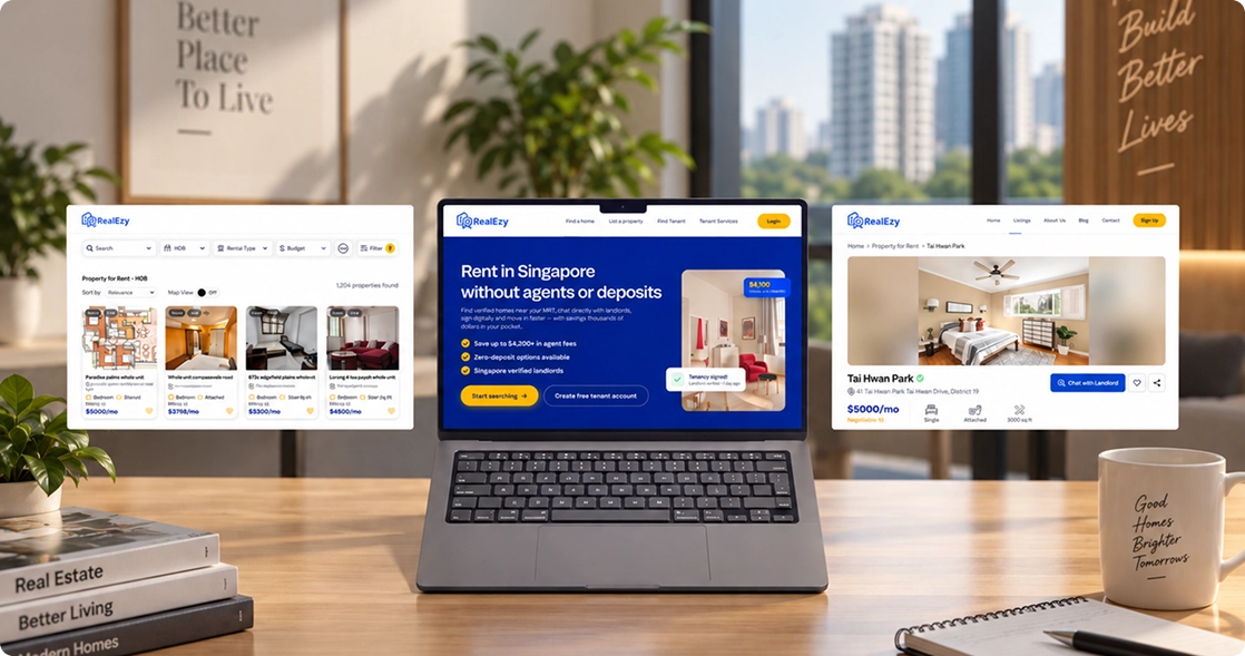 Property listing view shown on a tablet