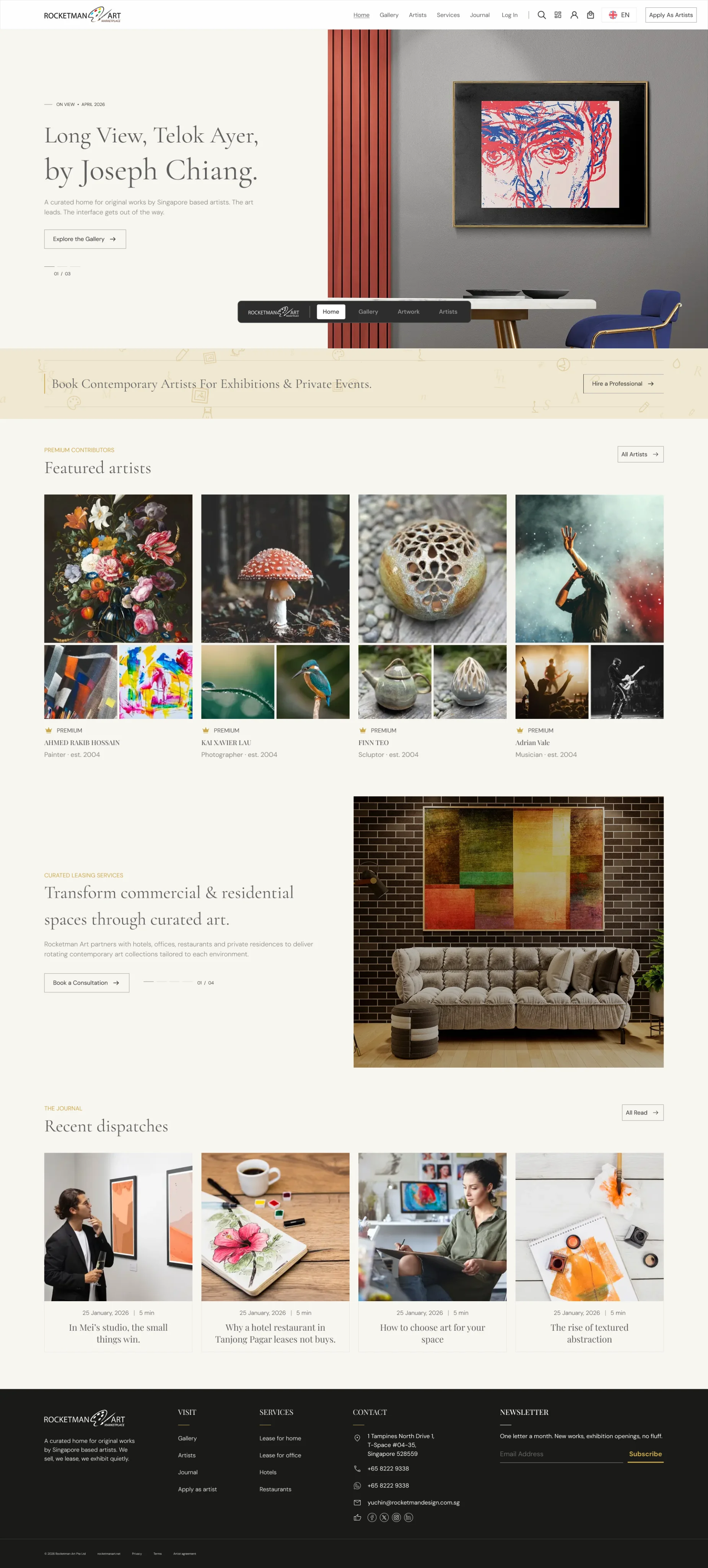 Screenshot of the Rocket Man Art Marketplace homepage