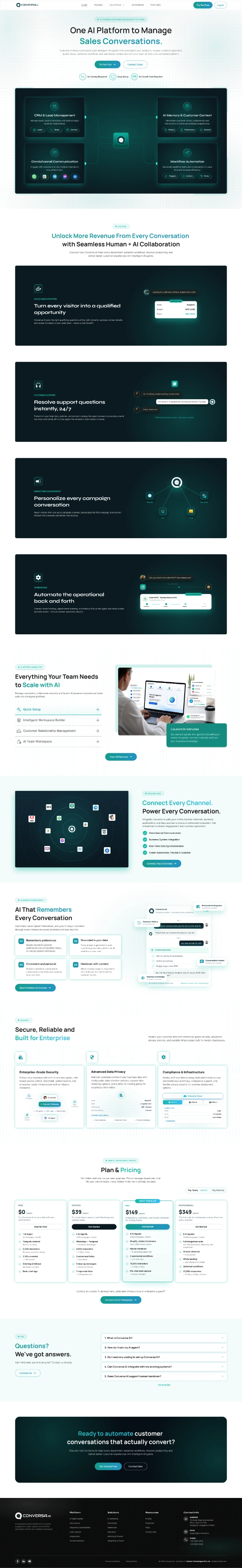 Screenshot of the AI customer engagement platform homepage