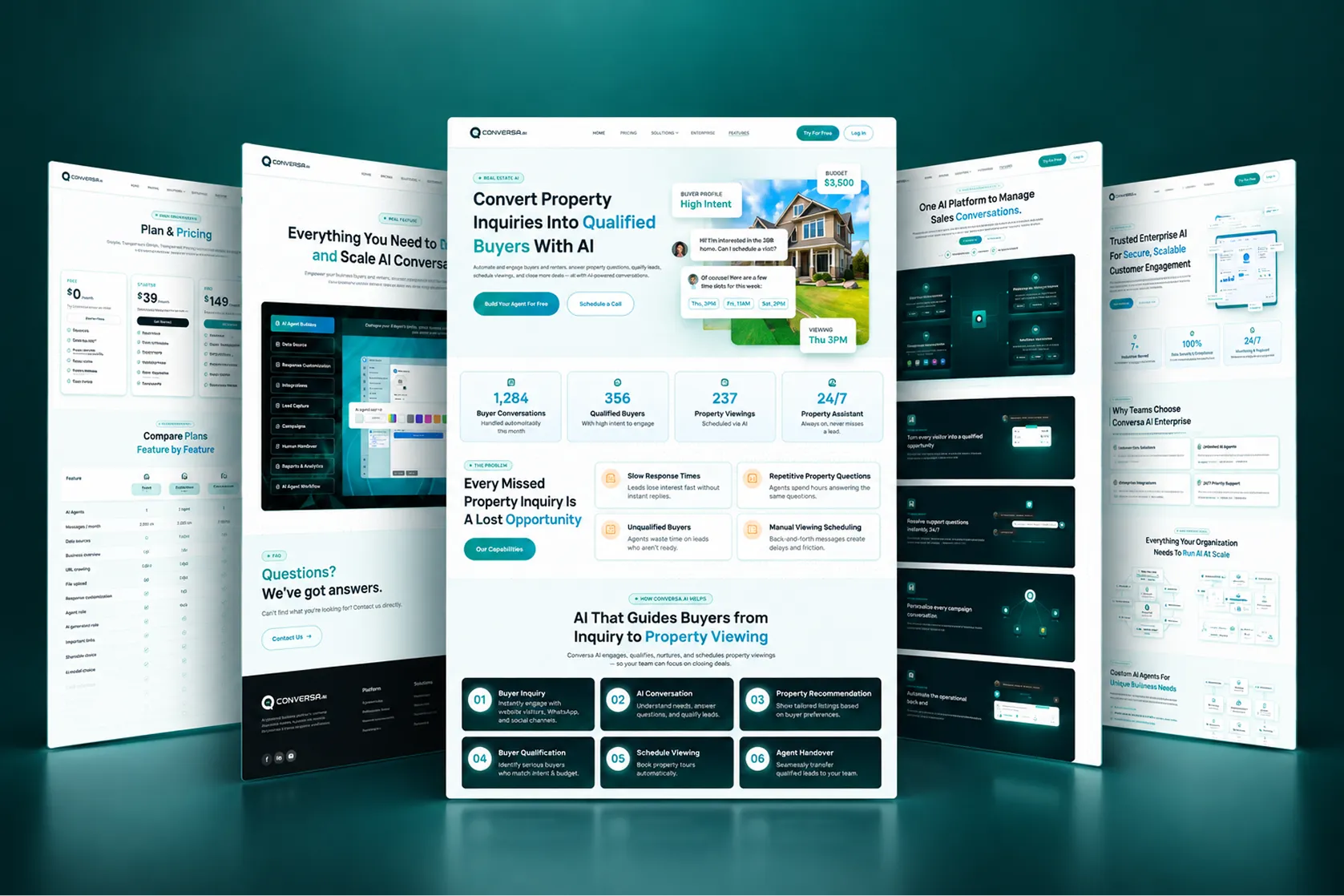 Collage of AI customer engagement platform website screens: AI agents, CRM, and workflow automation touchpoints