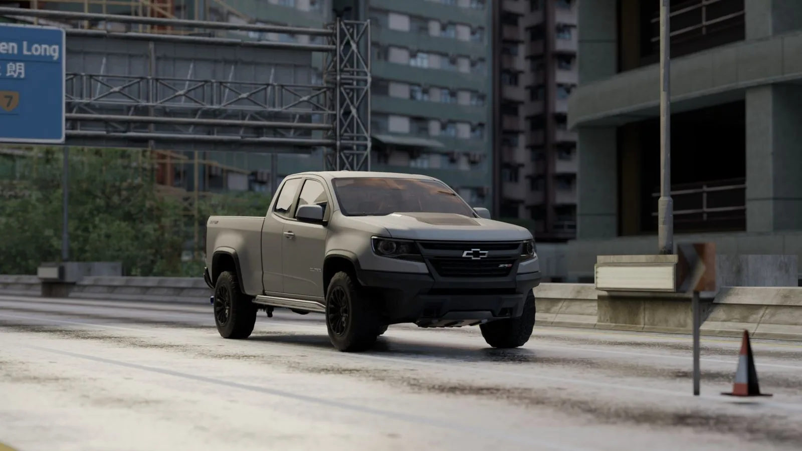 Final rendered pickup on a city street